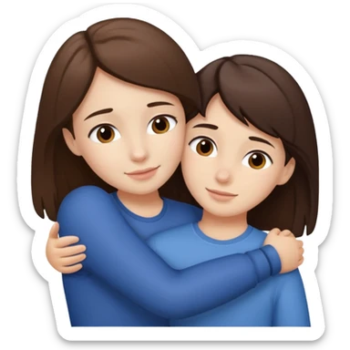 fair skinned girl hugs fair skinned guy, both brunettes sticker