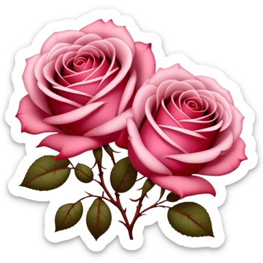 Satin Pink and Rustic Red roses intertwine, their petals blending soft elegance with deep romance. A gentle glow enhances their delicate textures, creating a timeless and dreamy scene. sticker