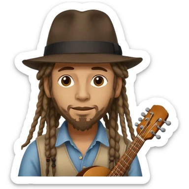 Musician with dreadlocks and fedora sticker