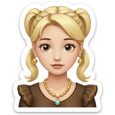 fancy blonde hair girl with ponytails brown makeup and jewellery sticker