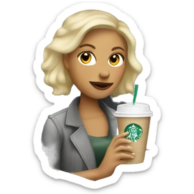 Blonde woman driving silver hatchback drinking Starbucks sticker