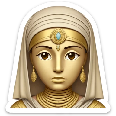 Cinematic Noble Mummy Portrait Emoji, Regal and timeless, with a meticulously wrapped, ancient form in muted earth tones accented by faded gold, exuding an air of forgotten majesty and solemn duty, simplified yet elegant with intricate bandage details, highly detailed and softly glowing, evoking the dignified mystery of an eternal sentinel guarding long-lost secrets! sticker
