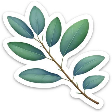 branch with green eucalyptus leaves with a tinge of blue sticker