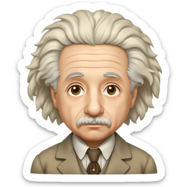 Cinematic Realistic portrait of Albert Einstein, shown as an iconic genius with wild, expressive hair and a gentle, contemplative expression, rendered in detailed period clothing with warm, intellectual lighting sticker