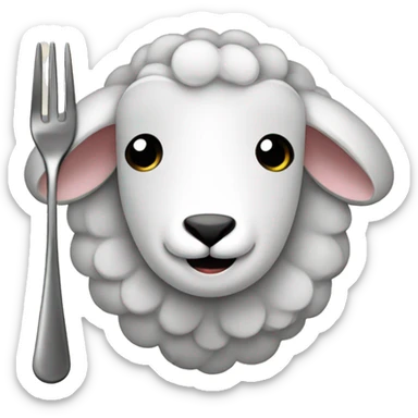 Sheep with cutlery sticker