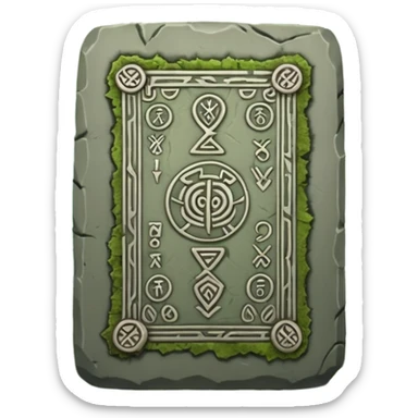 Stone Tablet – Carved gray slab with ancient runes in jungle sticker