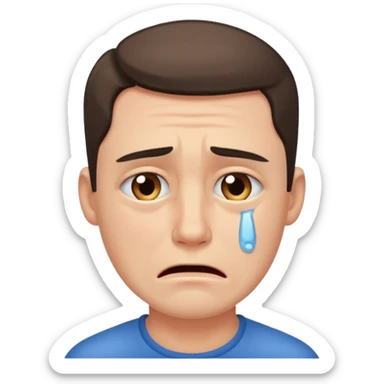 crying, clean shaven sticker