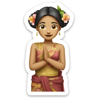 girl prying in traditional Balinese clothing  sticker
