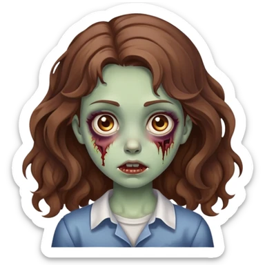 Garota zombie cabelos castanhos e ondulado sticker