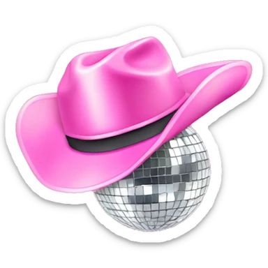 Disco ball with light pink cowboy hat sticker