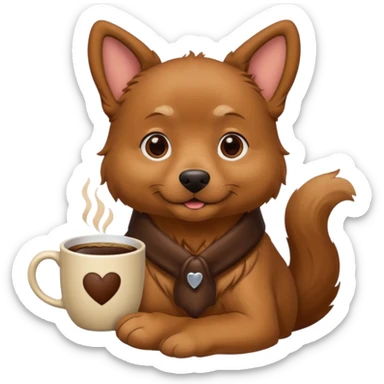 Dog with a cup of coffee sticker