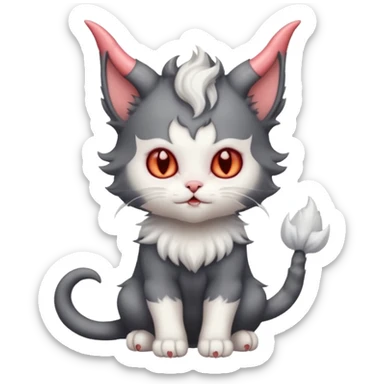 dark grey and white devil satan kitten sticker