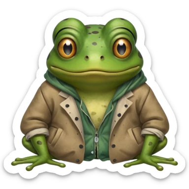homeless poor frog sticker