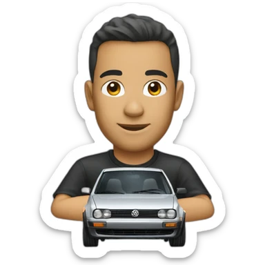 young man driving volkswagen golf 4 sticker