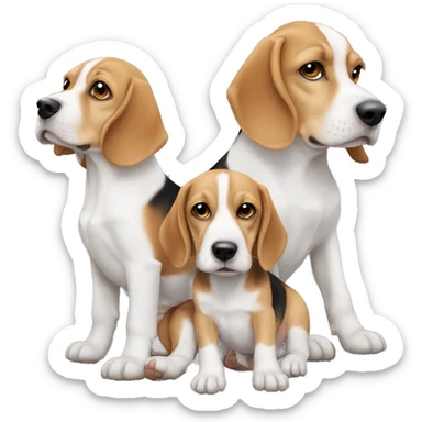 beagle with two blond babies boy sticker
