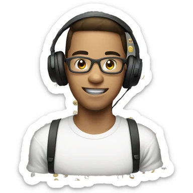 20 years old gamer in headphones white skin sticker