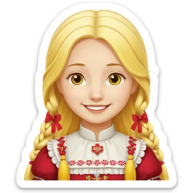 muscled girl from Poland in traditional Polish costume, long yellow hair sticker