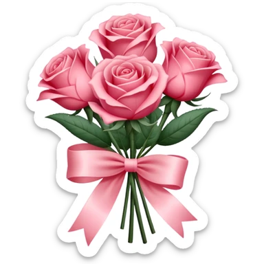 "Lush Blush Red roses wrapped in a silky Rose Quartz ribbon, their beauty enhanced by a fluttering Carnation Pink butterfly. The scene radiates romance and grace." sticker