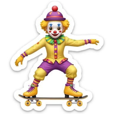 skater clown skating yellow sticker