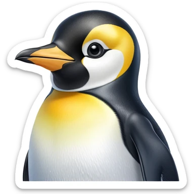 cinematic-adult-emperor-penguin-portrait-emoji,-head-tilted-playfully-and-inquisitively,-with-glossy,-pristine-plumage-accented-by-a-bright-beak-and-round,-sparkling-eyes-filled-with-curiosity,-simplified-yet-irresistibly-adorable-features,  sticker