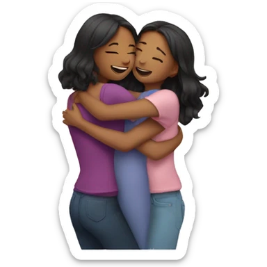 three girls hugging  sticker