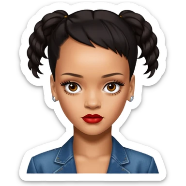 Rihanna with a huge forehead sticker