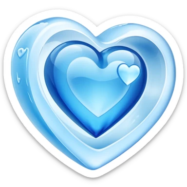 blue heart made of ice, inside an ice cube sticker