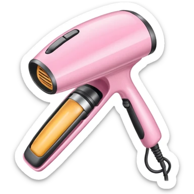 A baby pink hair iron in iOS emoji style, 3D icon, plastic texture, soft reflection, minimalist design. sticker