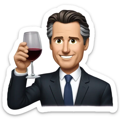 Gavin Newsom drinking wine sticker