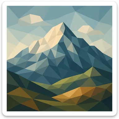 illustration of a mountain landscape made of geometric shapes in polygonal style sticker