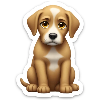 Sad puppy, sitting in the cold shivering sticker