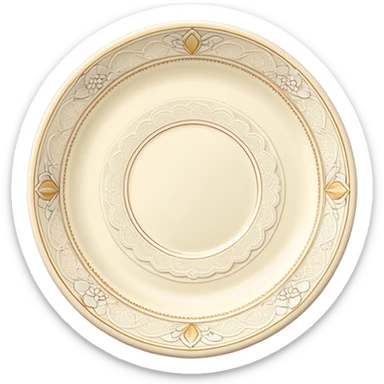 Cream lace plate with appliances sticker