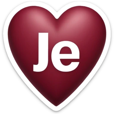 Burgundy heart with the letters Jer in the middle  sticker