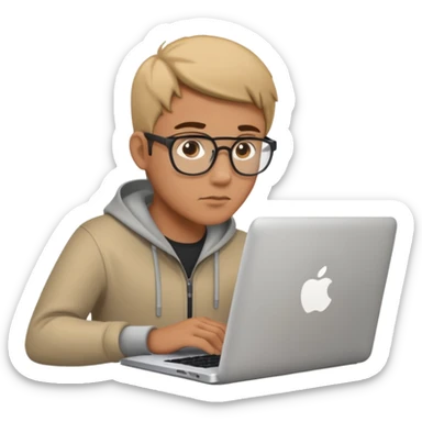 male developer coding on a Mac laptop sticker