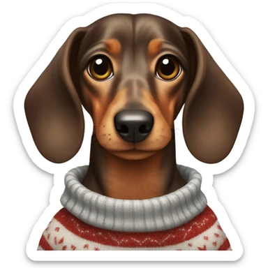 a dachshund in a sweater sticker