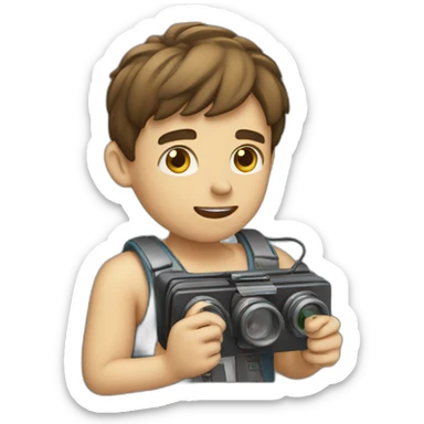 A boy scrolling reels sticker