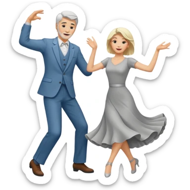 tall blonde man dancing and grey haired woman dancing sticker