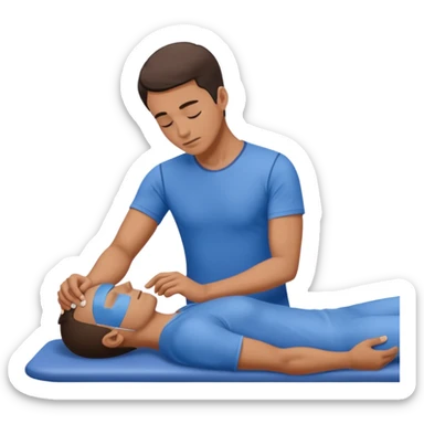 fisioterapia hombre de azul haciendo una terapia manual sticker