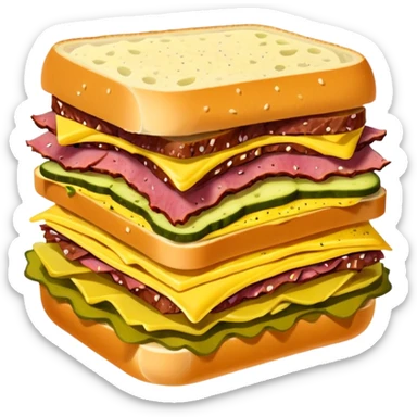 Pastrami sandwich with mustard and pickles  sticker