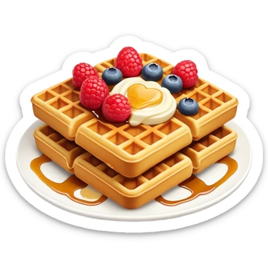 Belgian waffle with toppings in emoji style sticker