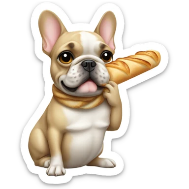French bulldog with a baguette  sticker
