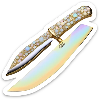 opal crystal rhinestone handle gold knife sticker