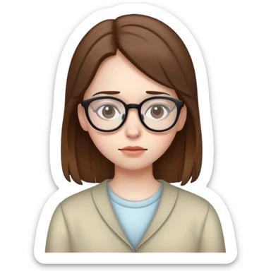 Sick girl with brown hair and glasses sticker
