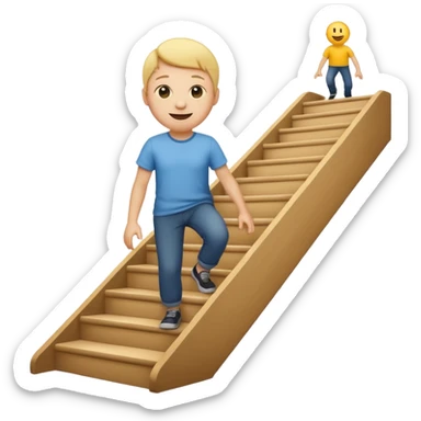smiley face emoji person  climbing stairs sticker