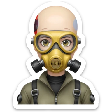 cyberpunk gasmask girl programmer bald sticker