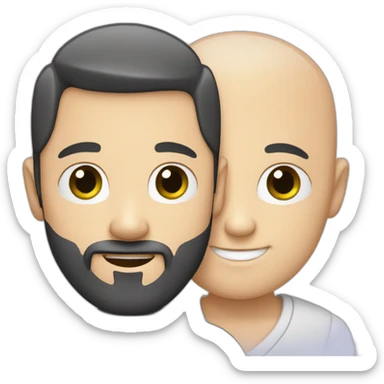 Bald white boy with black beard hugging sticker