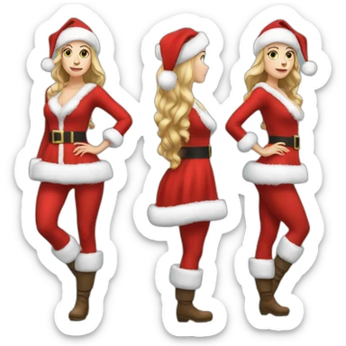 white woman dressed as santa for christmas who strikes the pose full height sticker