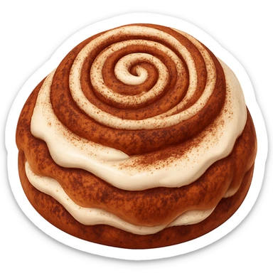 Add more cinnamon to the cinnamon roll with icing in the style of apple emojis. Keep the emoji style and no background. sticker