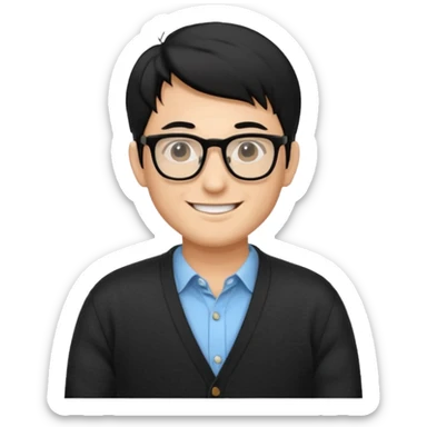 Sexy hipster Santa man with black hair white with black glasses wearing a cardigan  sticker