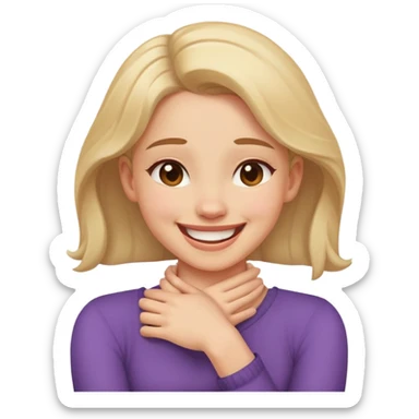 arms crossed holding neck laughing girl sticker